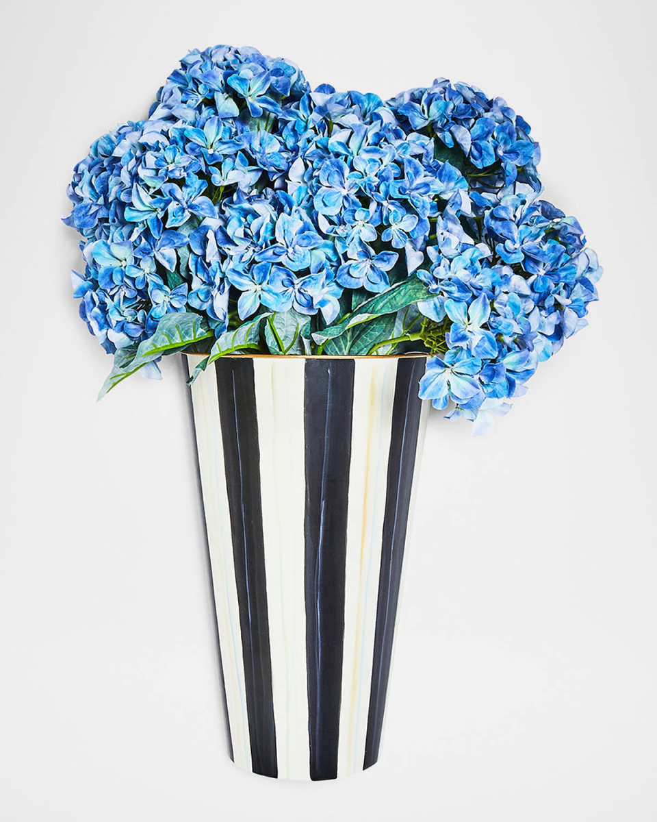 Courtly Stripe Faux Floral Hydrangea Hanging Arrangement